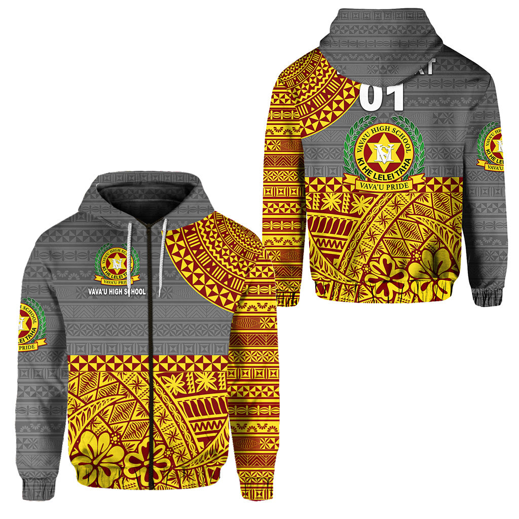 Custom Tonga Vavau High School Zip Hoodie Kupesi Vibes Grey LT8 - Polynesian Pride