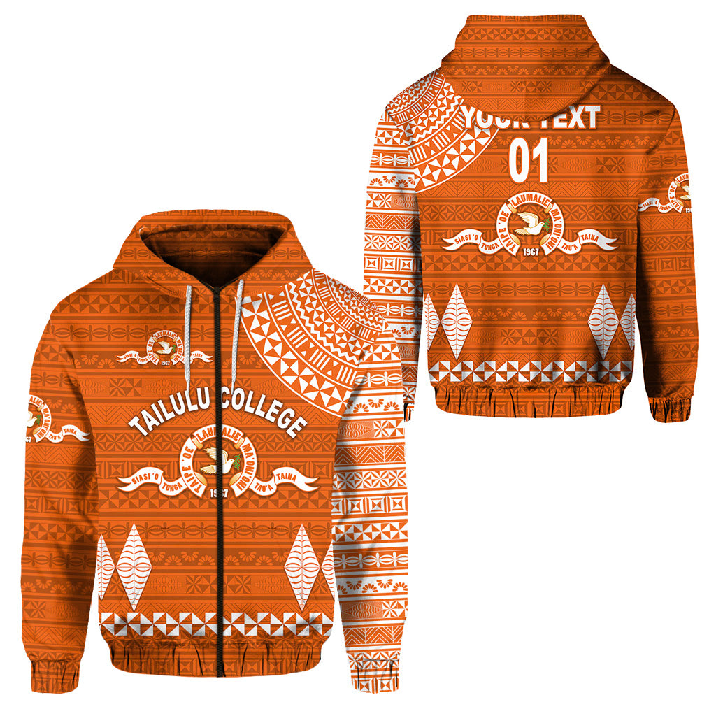 Custom Tonga Tailulu College Zip Hoodie Simple Style LT8 Unisex Orange - Polynesian Pride