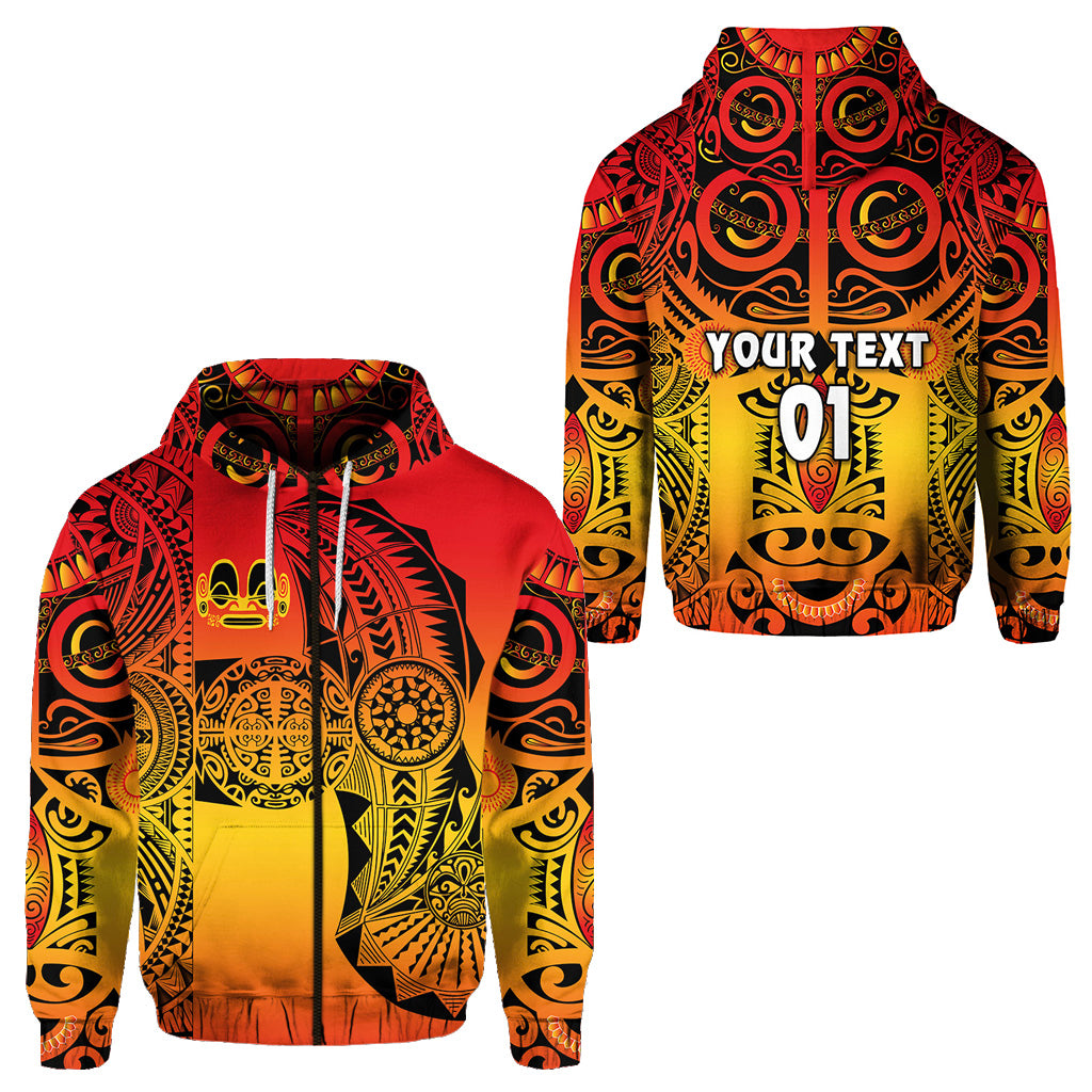 Custom Marquesas Islands Zip Hoodie Marquesan Tattoo Original Style Gradient Red LT8 - Polynesian Pride