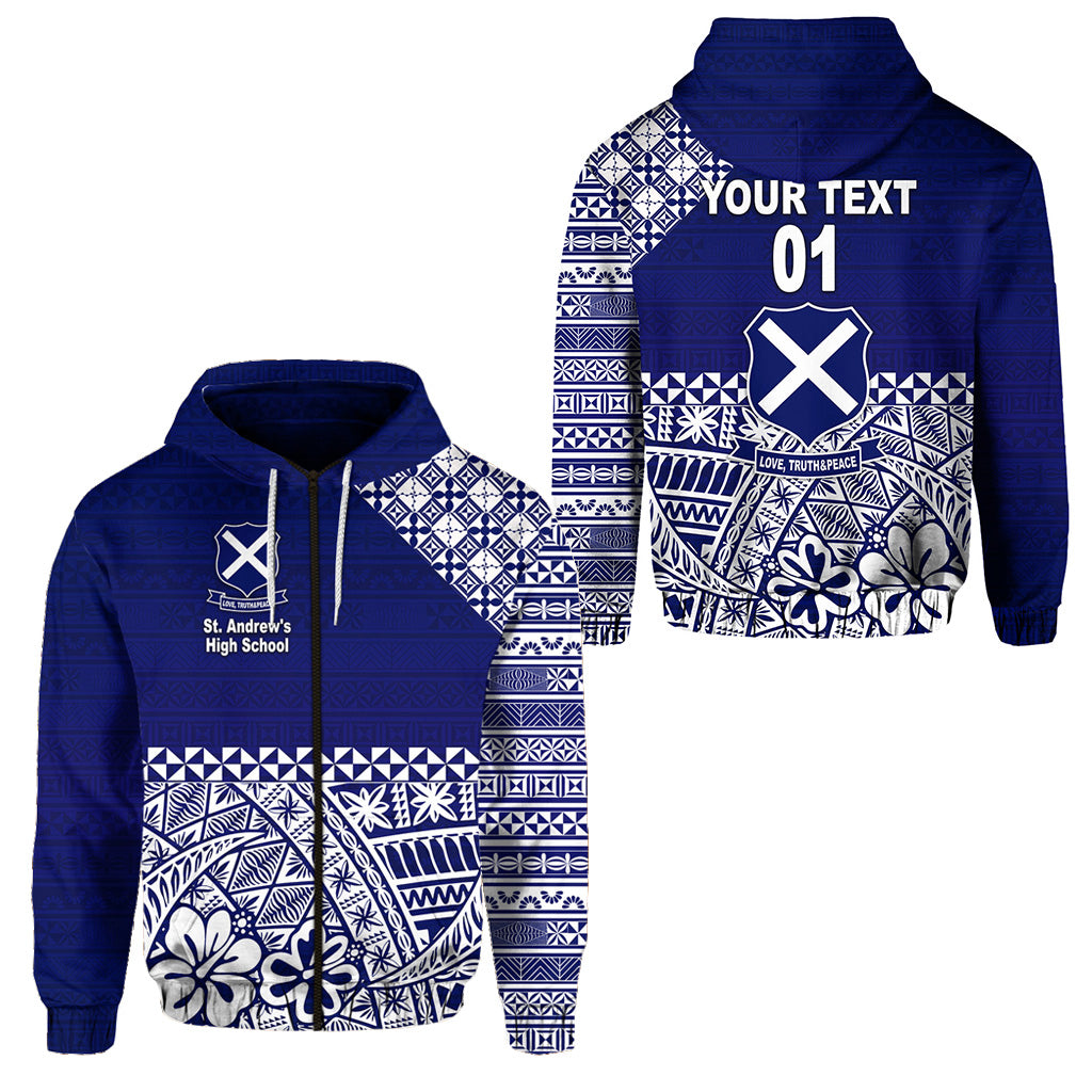 Custom St. andrews High School Zip Hoodie Tonga Kupesi Vibes LT8 - Polynesian Pride