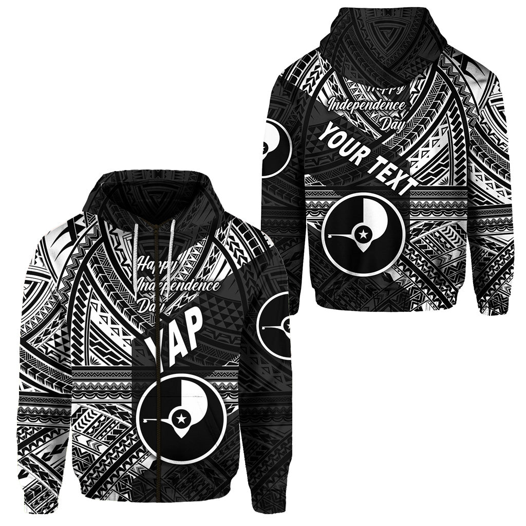 Custom FSM Yap Zip Hoodie Happy Independence Day Original Vibes Black LT8 Unisex Black - Polynesian Pride