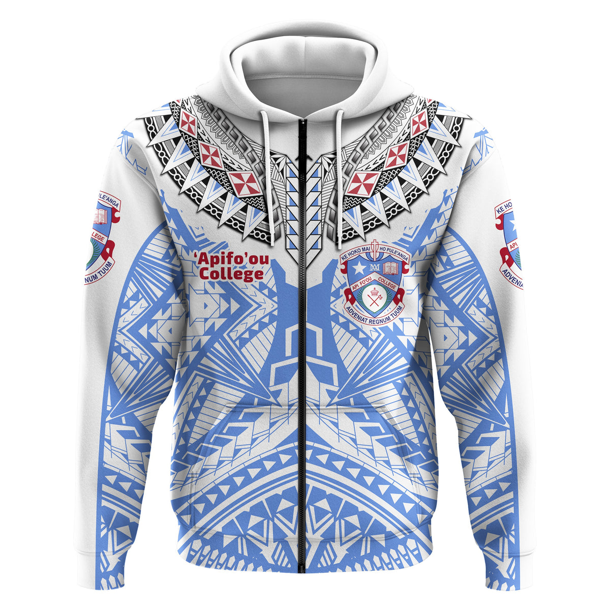 Custom Kolisi Apifoou College Tonga Zip Hoodie Polynesian Style - Polynesian Pride