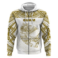 Custom Guam Rugby Zip Hoodie Polynesian Patterns Gold Old LT16 - Polynesian Pride