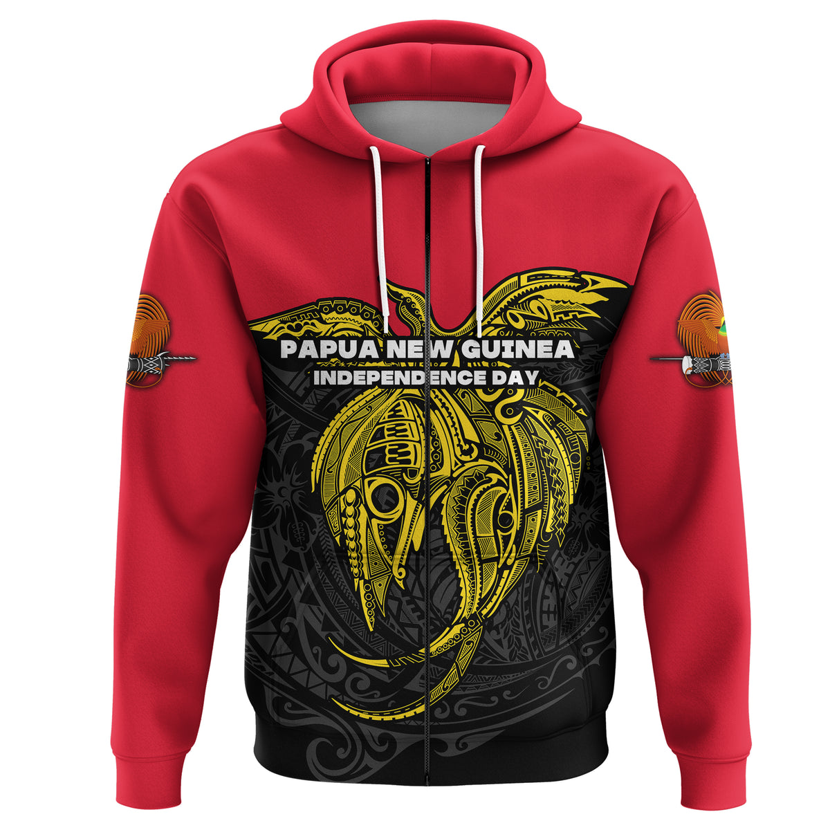 Papua New Guinea Zip Hoodie Independence Day Simple Style LT16 Unisex Black - Polynesian Pride