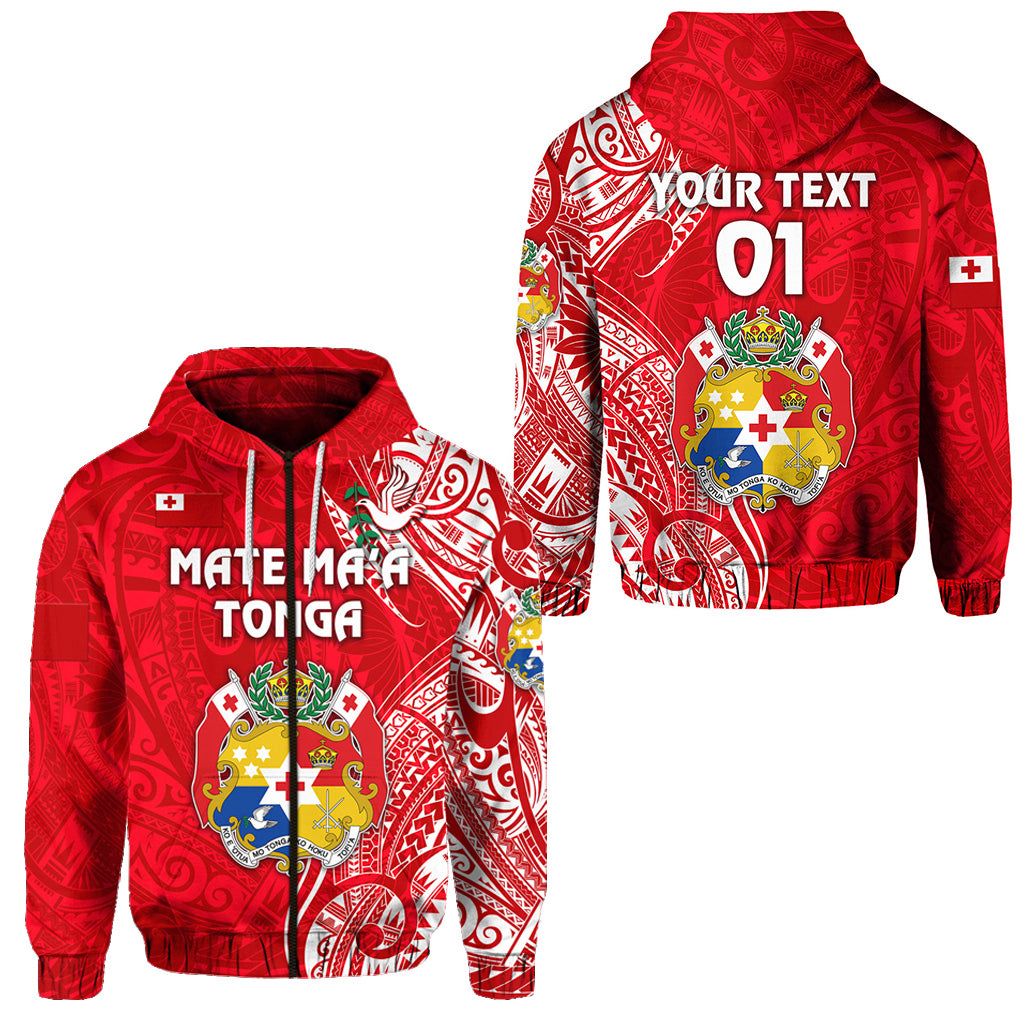 Custom Tonga Coat of Arms Zip Hoodie Simple Vibes Bright Red LT8 Unisex Red - Polynesian Pride