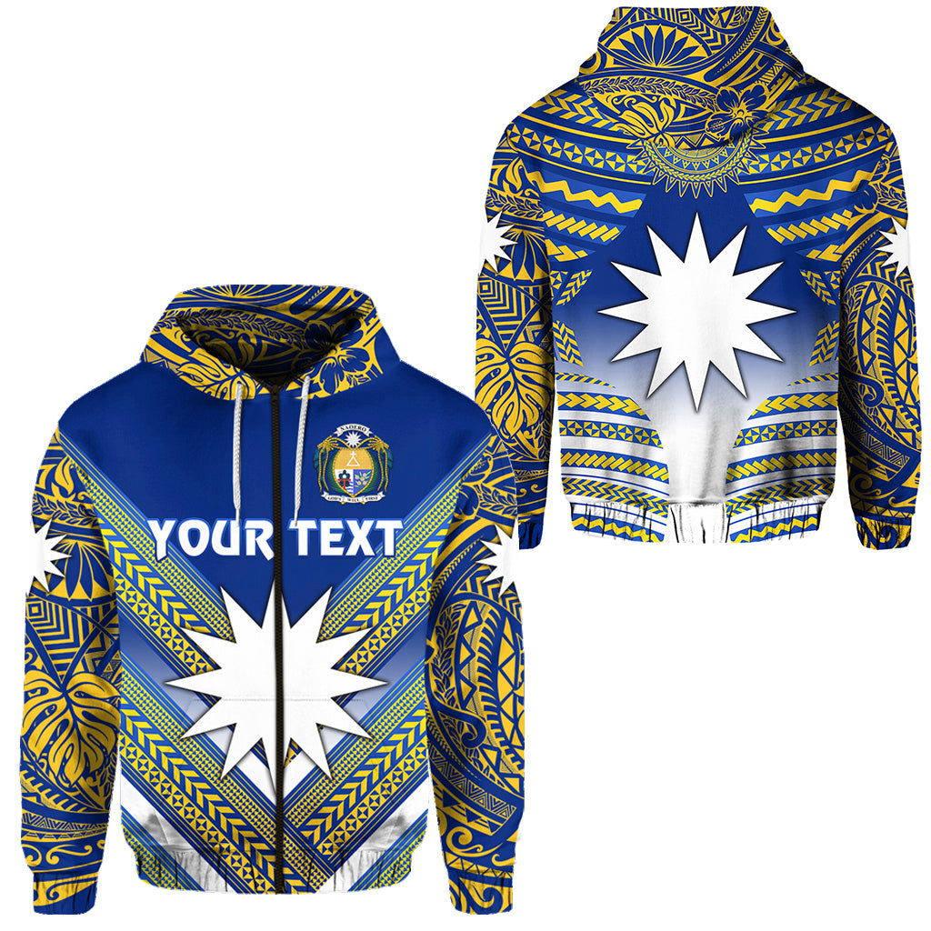 Custom Nauru Polynesian Flag Zip Hoodie Creative Style Blue NO.1 LT8 Unisex Blue - Polynesian Pride