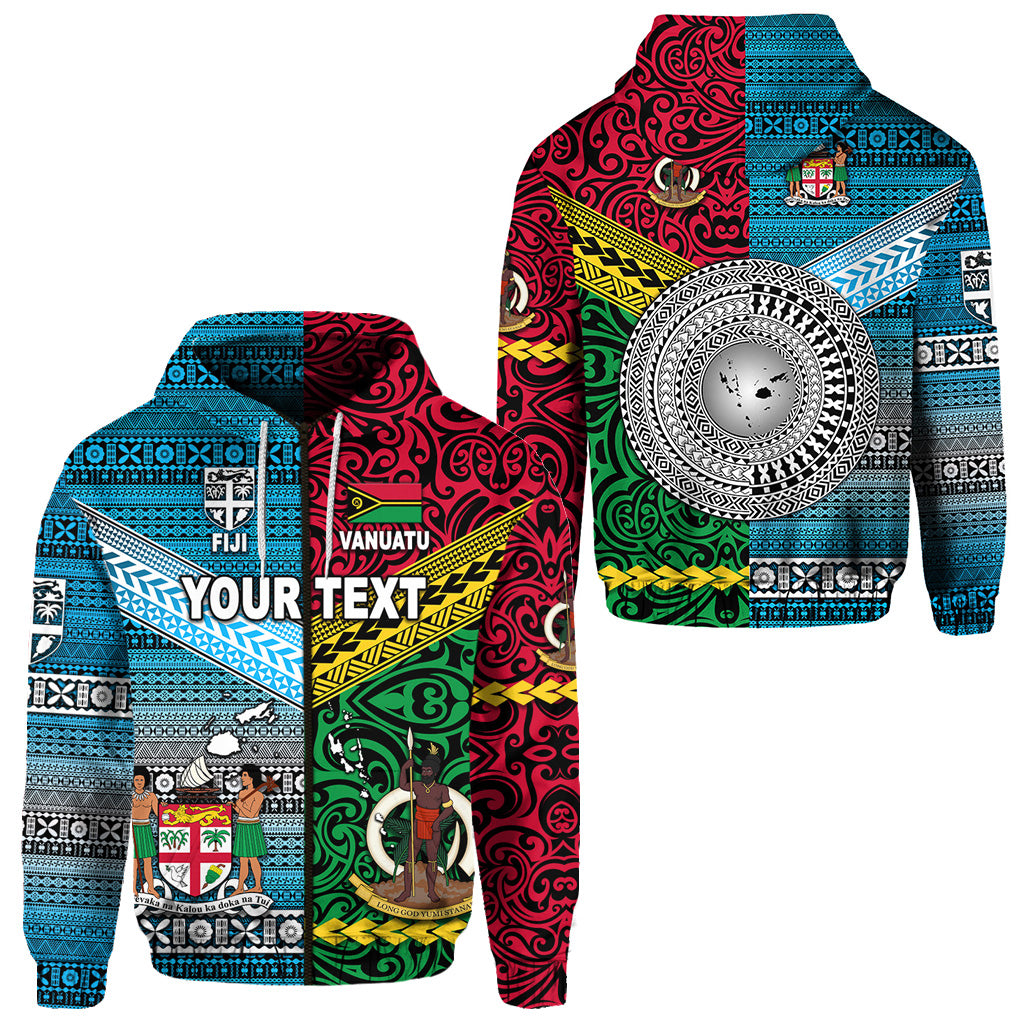 Custom Vanuatu Fiji Zip Hoodie Together Bright Color LT8 Unisex Red - Polynesian Pride