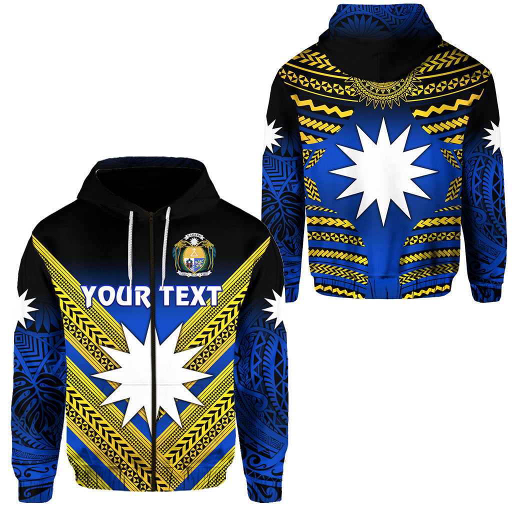 Custom Nauru Polynesian Flag Zip Hoodie Creative Style Gradient Blue LT8 Unisex Blue - Polynesian Pride