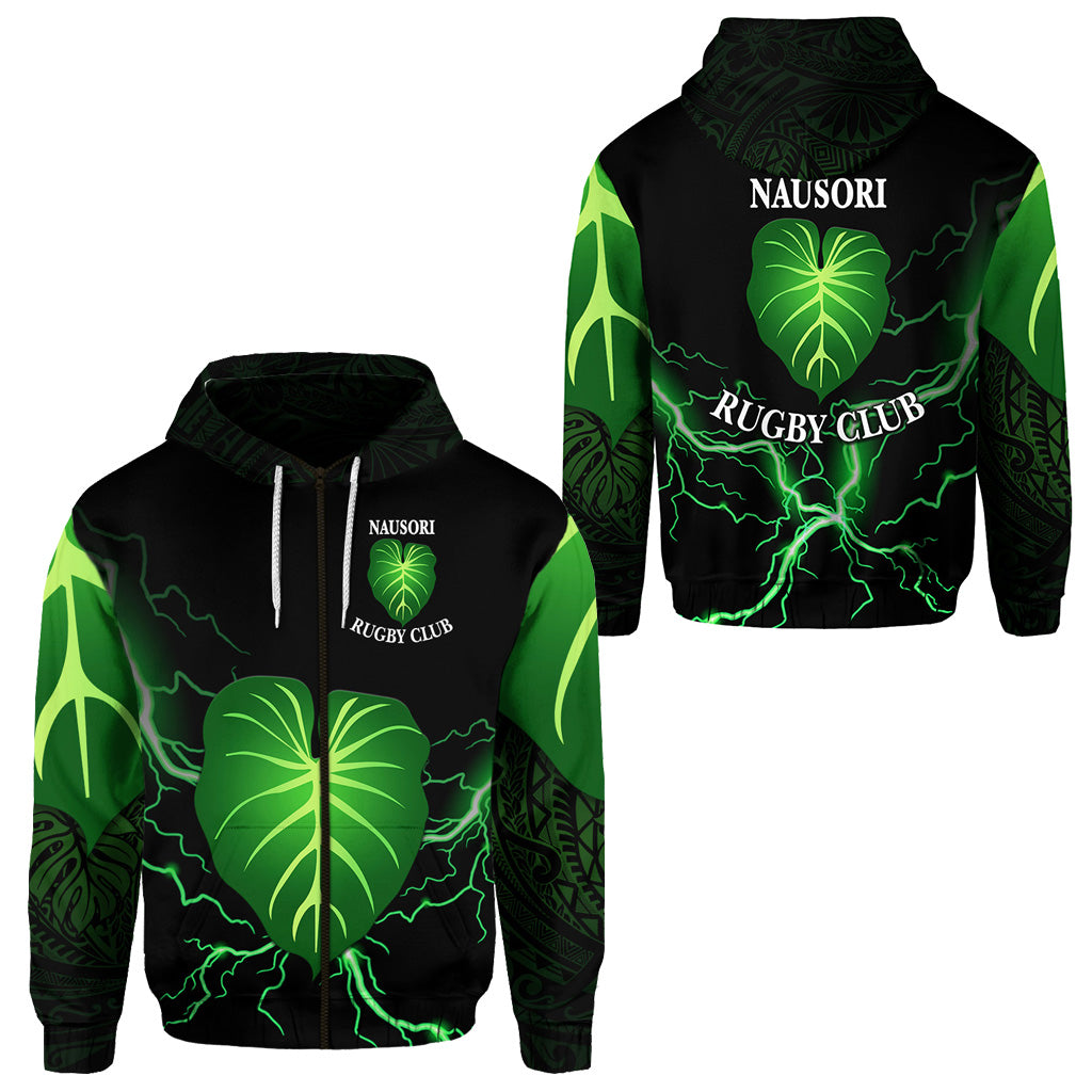 Fiji Nausori Rugby Zip Hoodie Simple Style LT8 Unisex Black - Polynesian Pride