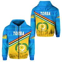 Torba Province Zip Hoodie Vanuatu Pattern Traditional Style LT8 Unisex Blue - Polynesian Pride