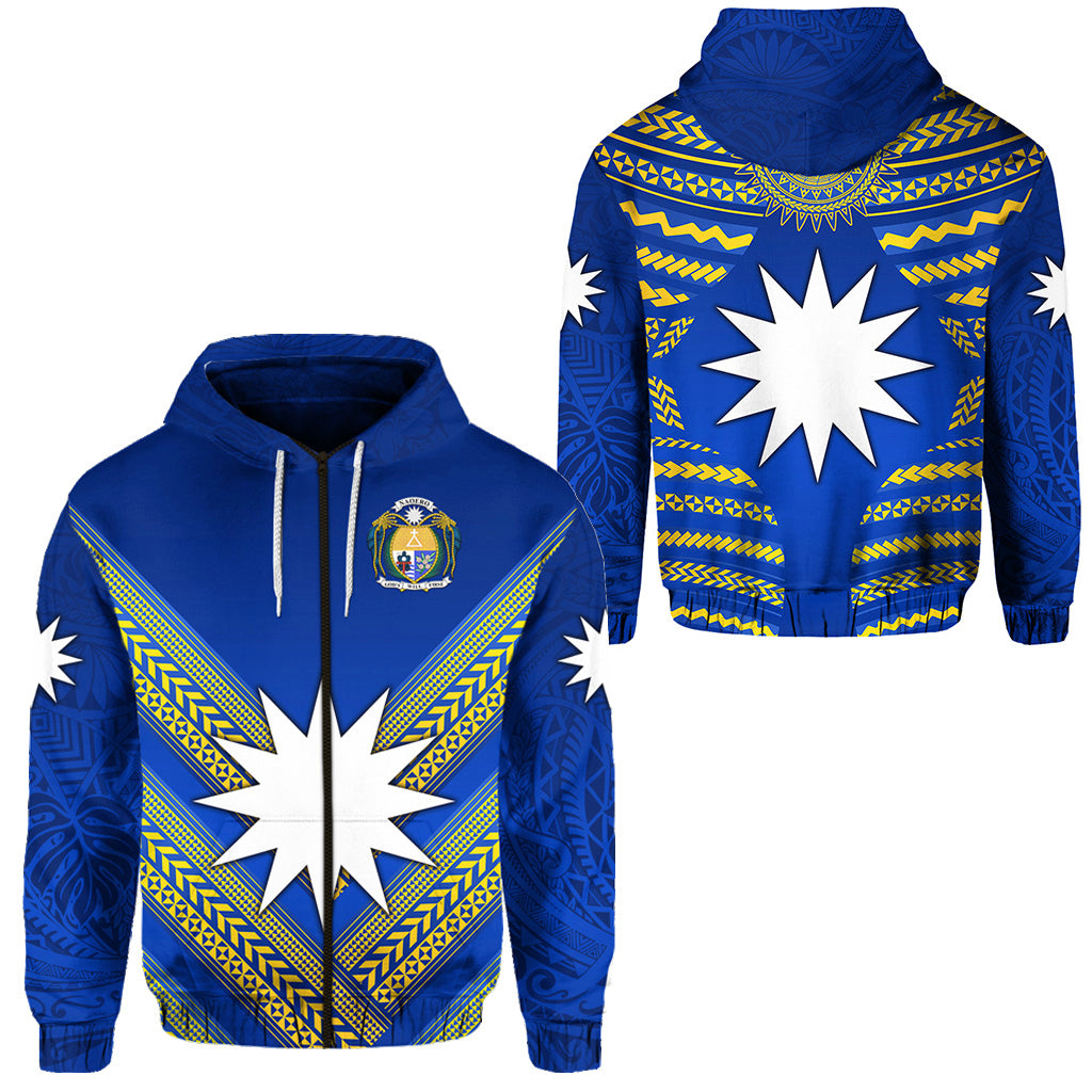 Nauru Polynesian Flag Zip Hoodie Creative Style Blue LT8 Unisex Blue - Polynesian Pride