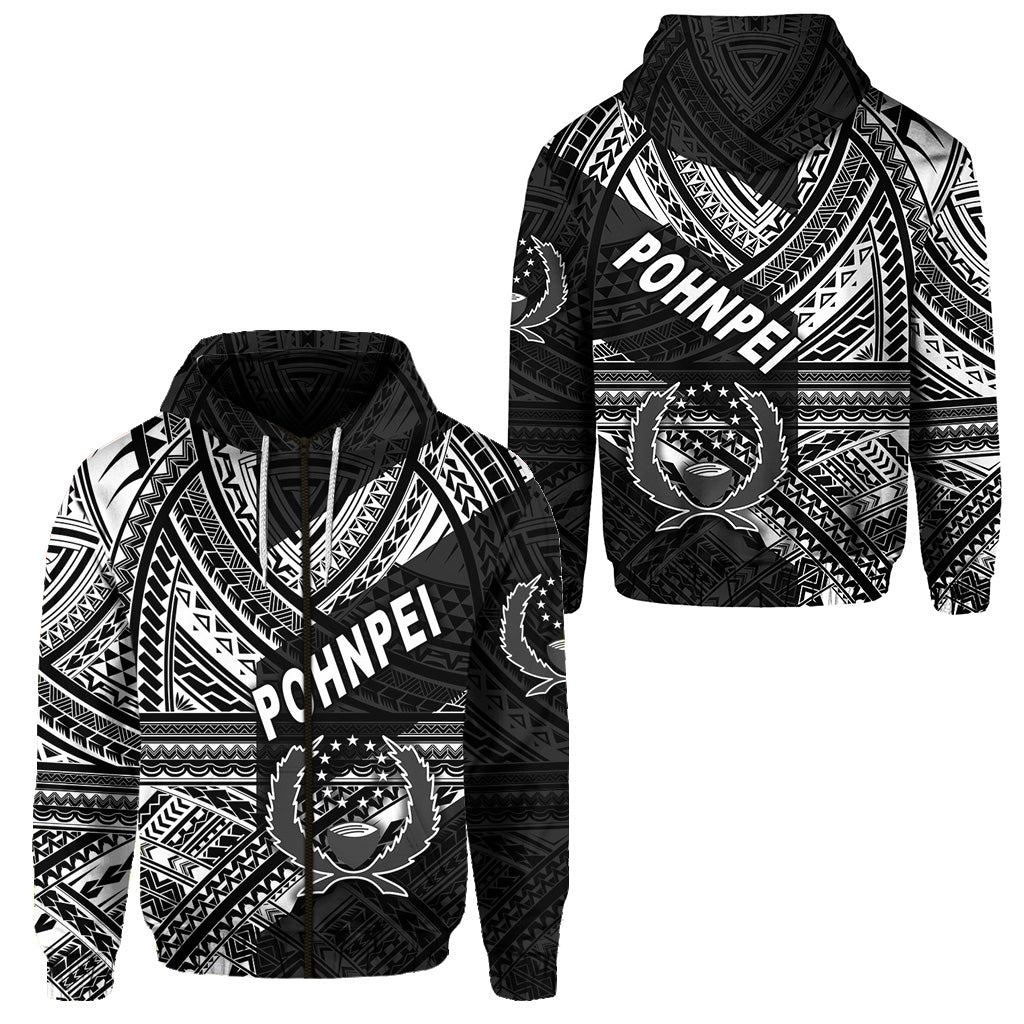 FSM Pohnpei Zip Hoodie Original Style Black LT8 Unisex Black - Polynesian Pride