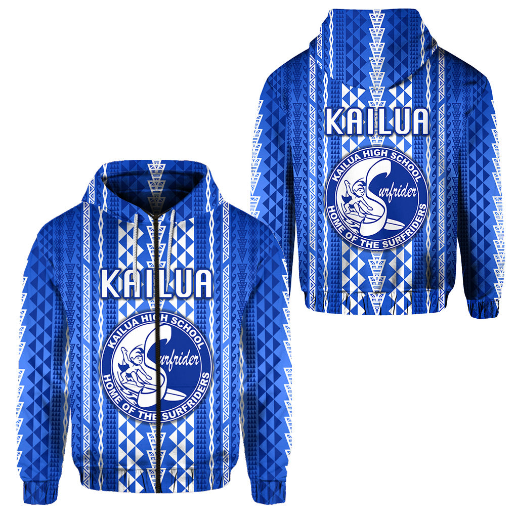 Hawaii Kailua High School Zip Hoodie Surfriders Simple Style LT8 Unisex Blue - Polynesian Pride