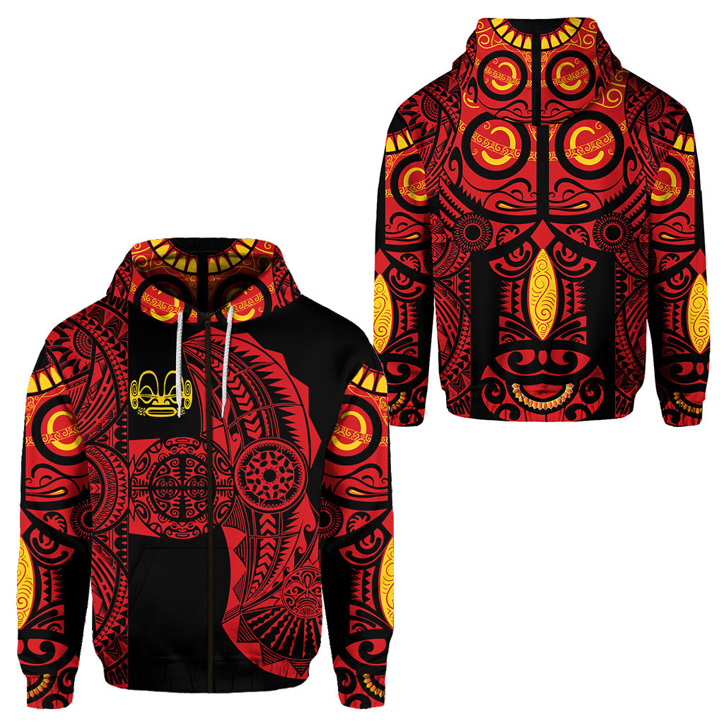 Marquesas Islands Zip Hoodie Marquesan Tattoo Original Style Red LT8 - Polynesian Pride