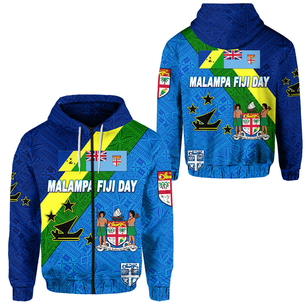 Vanuatu Malampa and Fiji Day Zip Hoodie October 10 LT8 Unisex Blue - Polynesian Pride