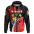 Custom Tonga Rugby Zip Hoodie Polynesian Armor Style Black - Polynesian Pride