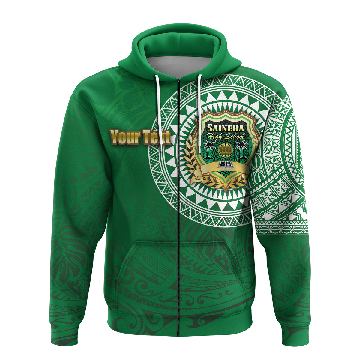 Custom Saineha Tonga Zip Hoodie Tattoo Style Class of LT16 - Polynesian Pride
