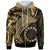 Cook Islands Zip up Hoodie Humpback Whale & Coat of Arms Gold Unisex Gold - Polynesian Pride