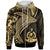 Vanuatu Zip up Hoodie Humpback Whale & Coat of Arms Gold Unisex Gold - Polynesian Pride