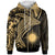 Marshall Islands Zip up Hoodie Humpback Whale & Coat of Arms Gold Unisex Gold - Polynesian Pride