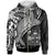 Fiji Zip up Hoodie Humpback Whale & Coat of Arms White Unisex White - Polynesian Pride