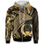 Pohnpei Zip up Hoodie Humpback Whale & Coat of Arms Gold Unisex Gold - Polynesian Pride