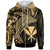 Hawaii Kanaka Maoli Zip up Hoodie Humpback Whale & Coat of Arms Gold Unisex Gold - Polynesian Pride