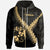 Tonga Zip up Hoodie Tonga Coat of Arms With Polynesian Tattoo Gold Unisex Gold - Polynesian Pride