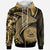 American Samoa Zip up Hoodie Humpback Whale & Coat of Arms Gold Unisex Gold - Polynesian Pride