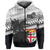 Fiji Rugby Makare and Tapa Patterns Zip Hoodie Black Unisex Black - Polynesian Pride