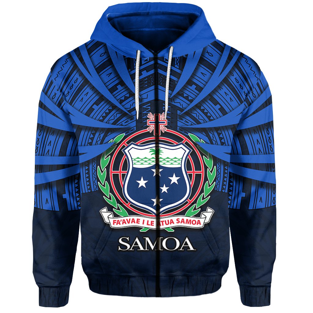 Vibe Hoodie Samoa Zip Hoodie Special Polynesian No.3 Unisex Blue - Polynesian Pride