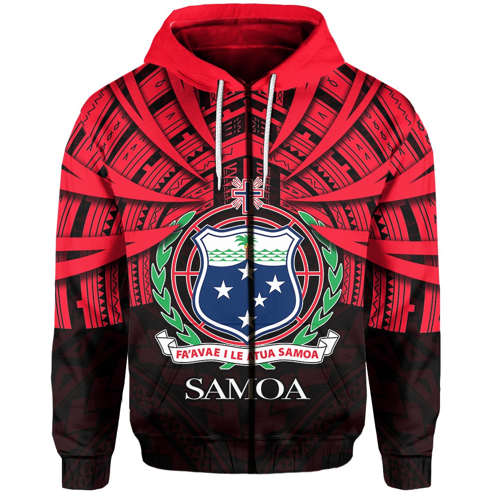 Vibe Hoodie Samoa Zip Hoodie Special Polynesian No.5 Unisex Red - Polynesian Pride