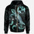 Tonga Polynesian Zip up Hoodie Turtle With Blooming Hibiscus Turquoise Unisex Turquoise - Polynesian Pride