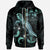 Fiji Polynesian Zip up Hoodie Turtle With Blooming Hibiscus Turquoise Unisex Turquoise - Polynesian Pride