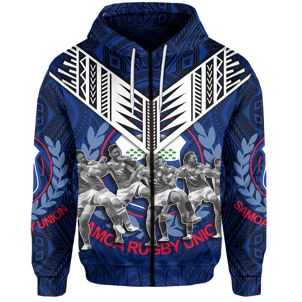 Samoa Zip Hoodie Siva Tau Unisex Blue - Polynesian Pride