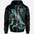 Niue Polynesian Zip up Hoodie Turtle With Blooming Hibiscus Turquoise Unisex Turquoise - Polynesian Pride