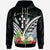 kosrae Polynesian Zip up Hoodie kosrae Coat of Arms & Polynesian Tropical Flowers White - Polynesian Pride