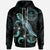 Palau Polynesian Zip up Hoodie Turtle With Blooming Hibiscus Turquoise Unisex Turquoise - Polynesian Pride