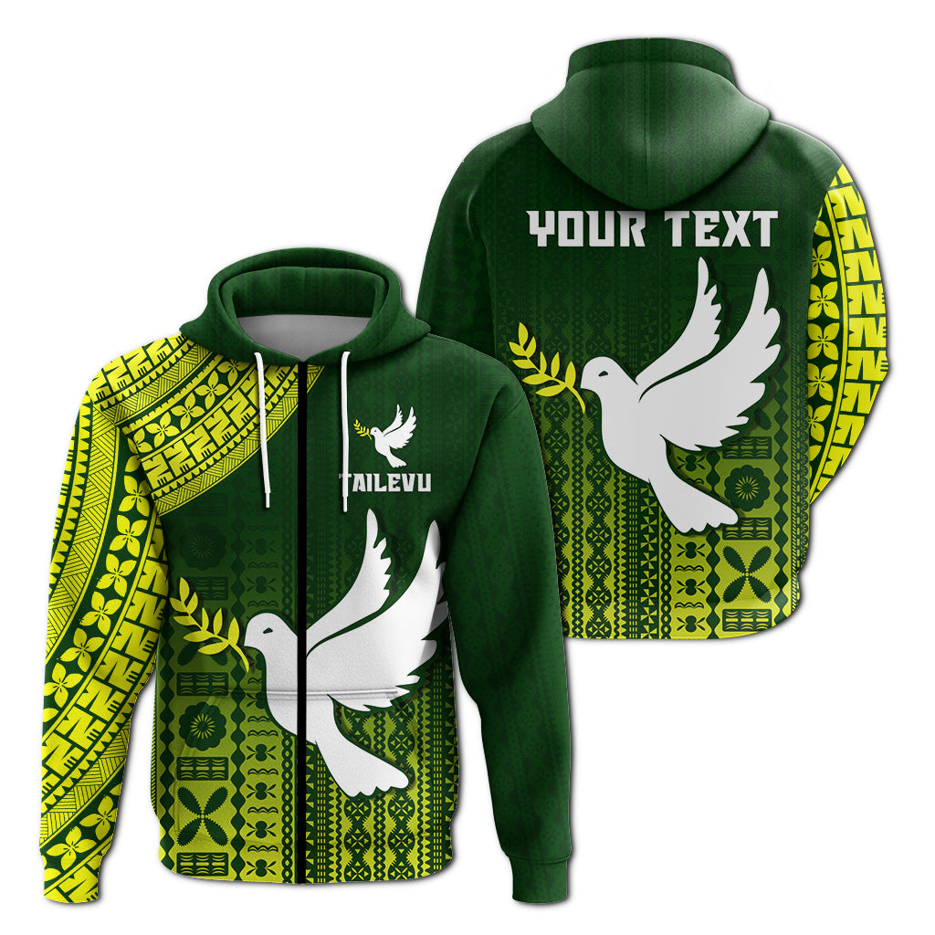 Custom Tailevu Rugby Fiji Zip Hoodie Go Green LT4 Unisex Green - Polynesian Pride