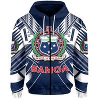 Custom Vibe Hoodie Samoa Zip Hoodie Unisex Blue - Polynesian Pride