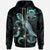 Tuvalu Polynesian Zip up Hoodie Turtle With Blooming Hibiscus Turquoise Unisex Turquoise - Polynesian Pride