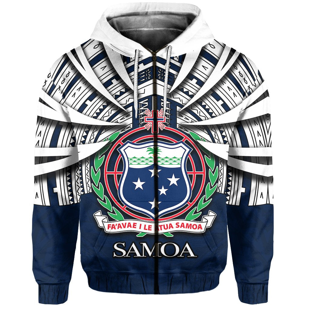 Custom Vibe Hoodie Samoa Zip Hoodie Special Polynesian No.4 Unisex Blue - Polynesian Pride