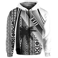 Custom Fiji Zip Hoodie Special Style Tapa No.1 Unisex Black - Polynesian Pride