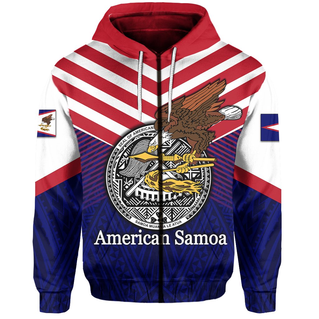 American Samoa Special Style Zip Hoodie Unisex Blue - Polynesian Pride