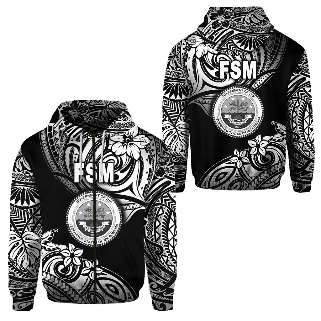 Federated States of Micronesia Zip Hoodie Unique Vibes Black LT8 Unisex Black - Polynesian Pride