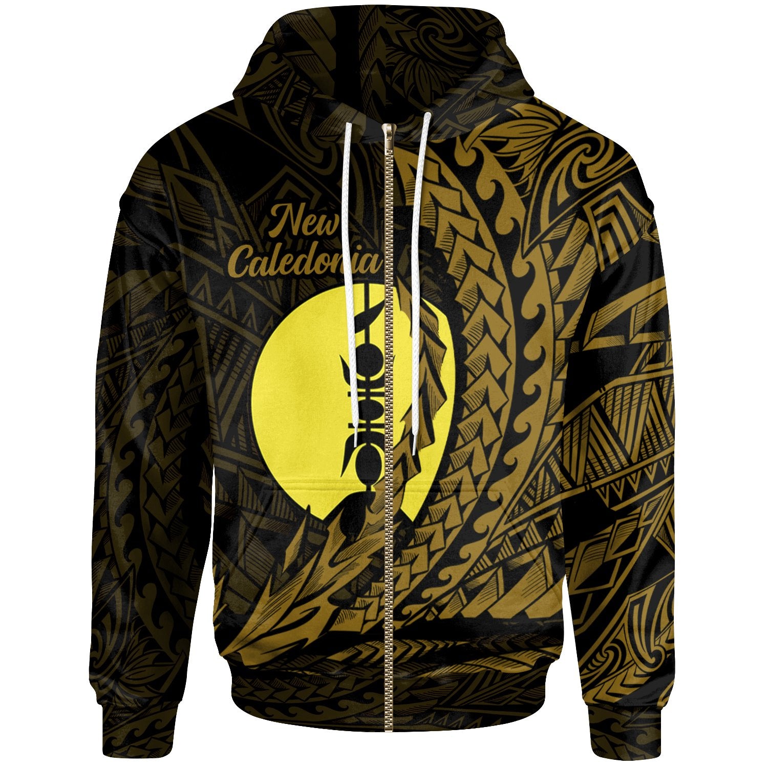 New Caledonia Zip Hoodie Wings Style Unisex Black - Polynesian Pride