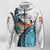 Custom Fiji Tapa Rugby Zip Hoodie Armor Style White - Polynesian Pride